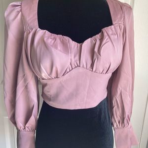 Mauve Sweetheart Long sleeve Crop Top